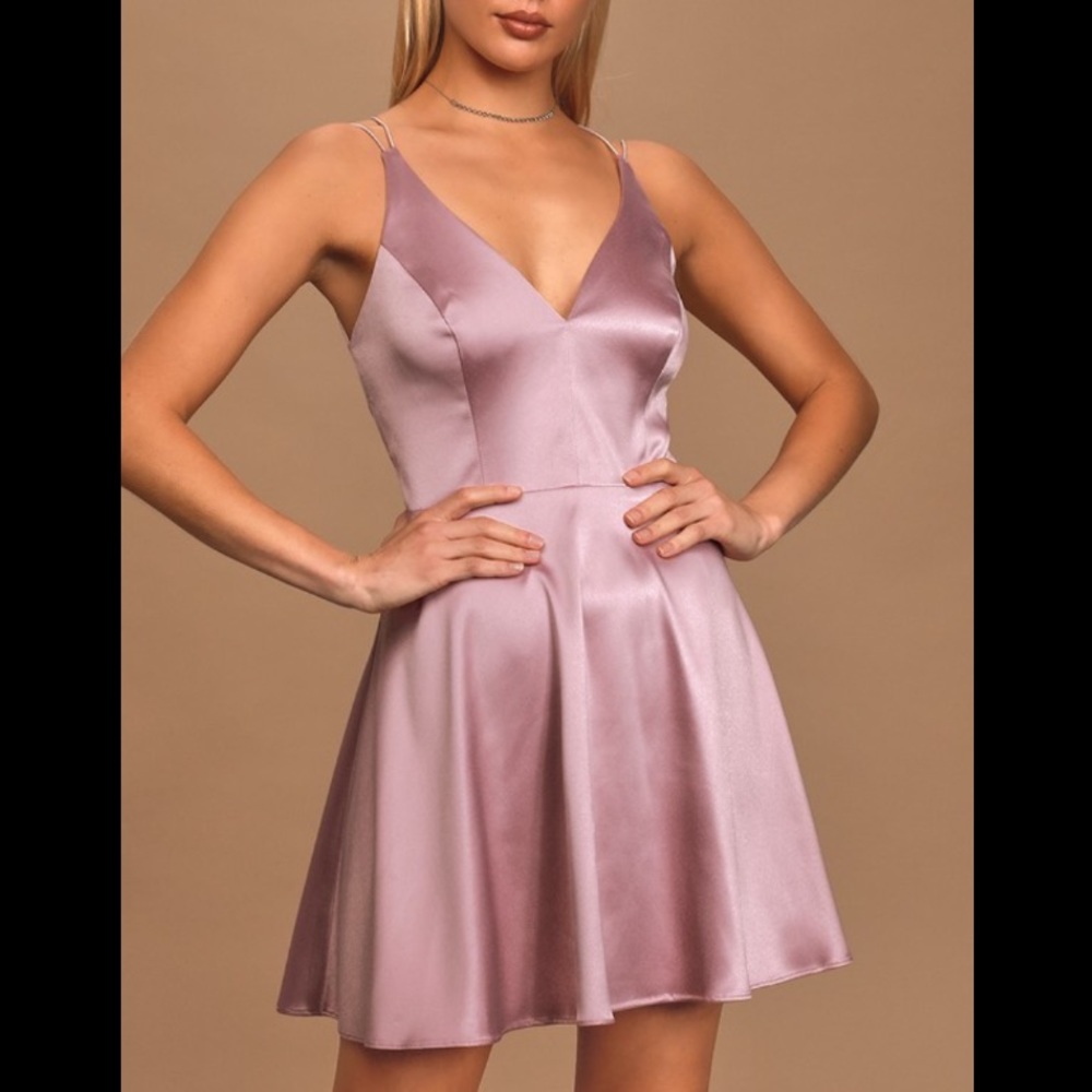 Lulus - Smitten by You Satin Backless Dress